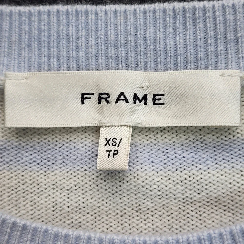 NWT FRAME The Frankie Cashmere Blend Striped Puff Sleeve Coquette Sweater XS